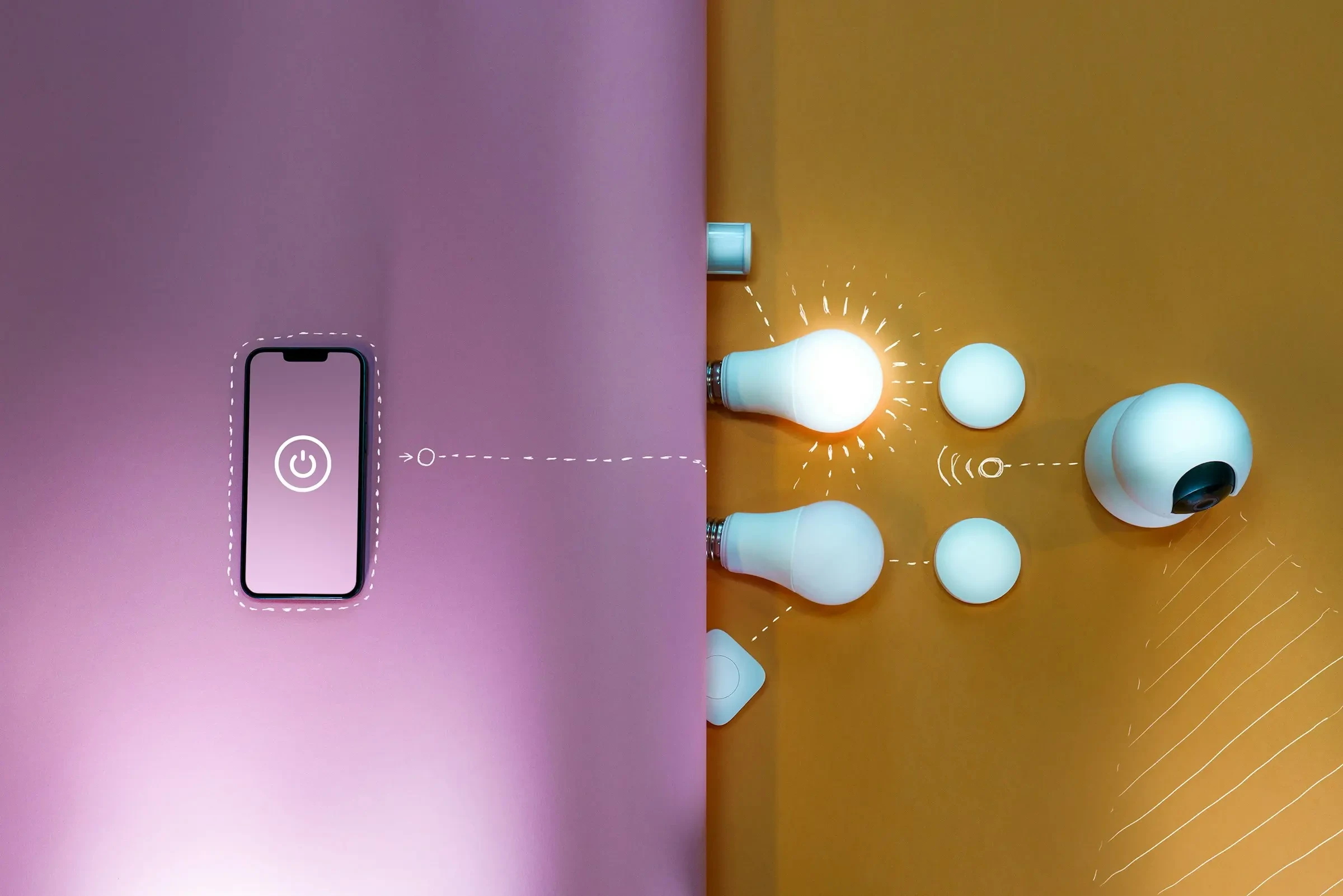 imagen de un smartphone contronlando dispositivos de seguridad y domótica