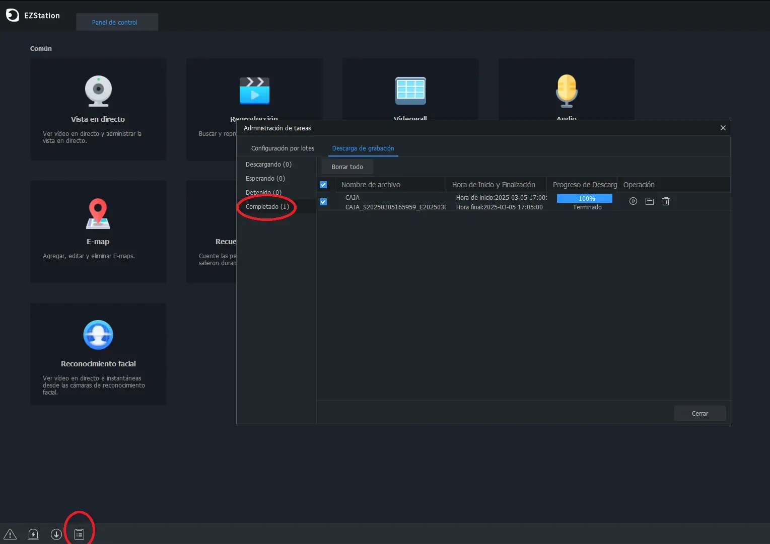 Dónde ver las grabaciones descargadas en EZStation