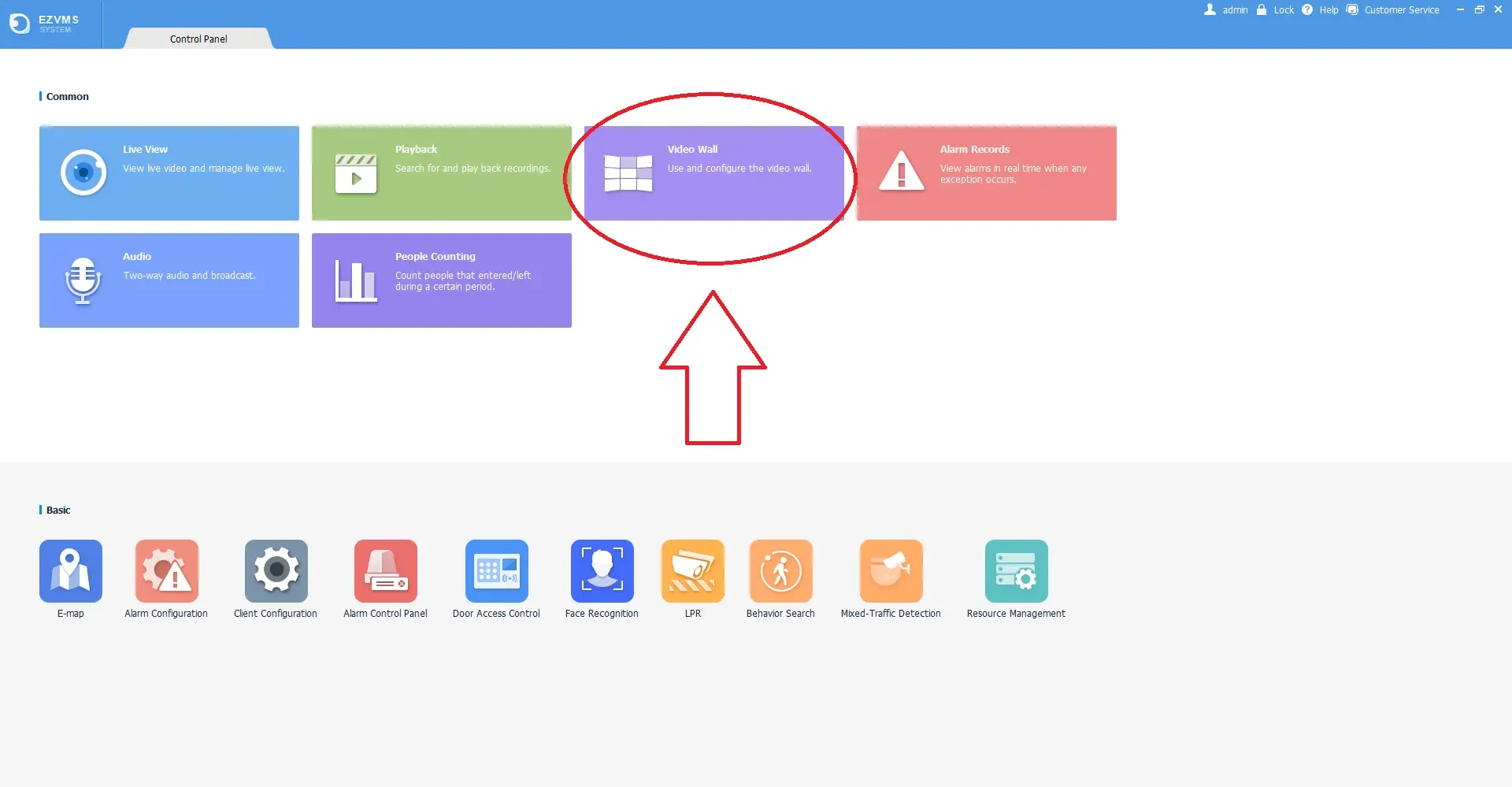 menú principal del EZVMS Client